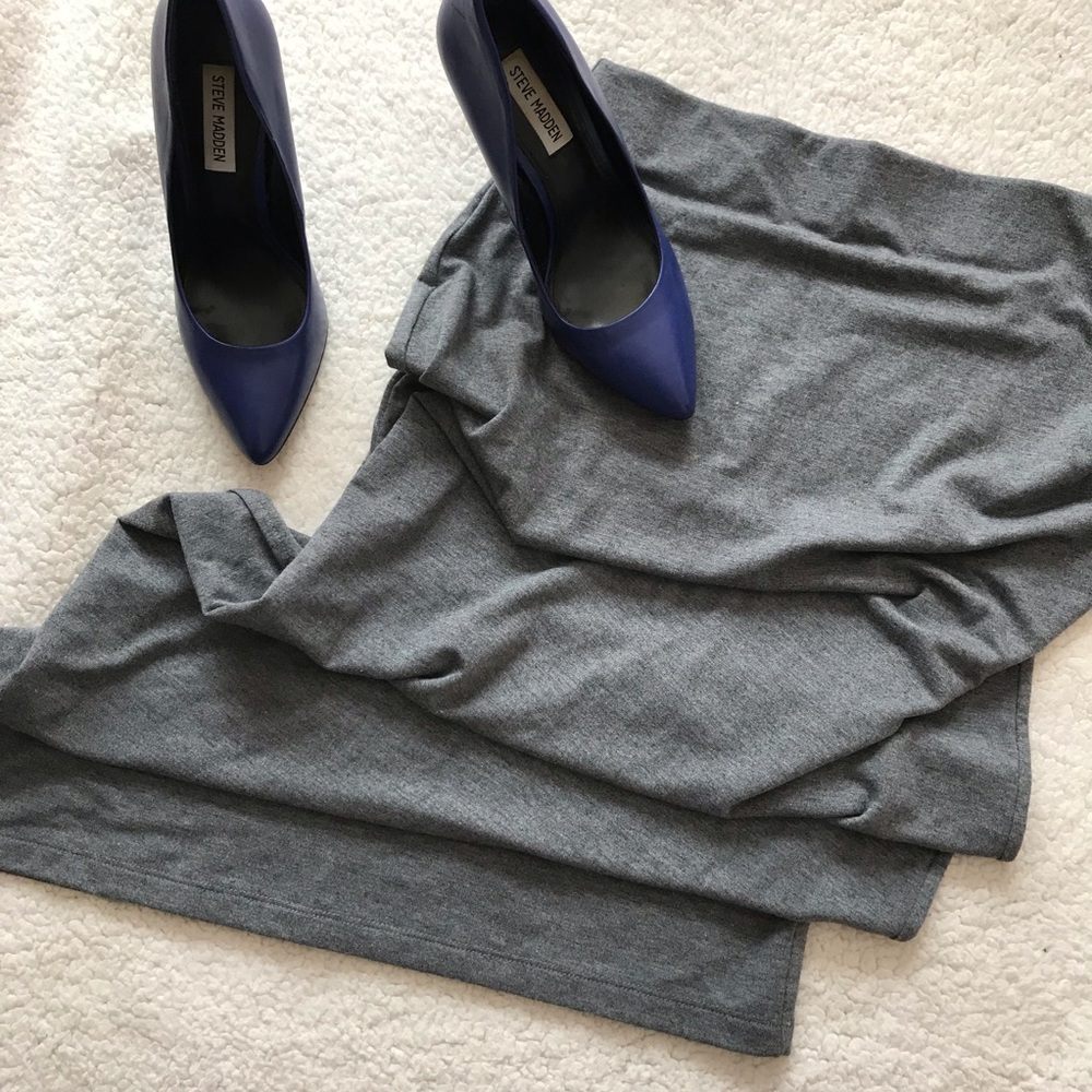 Gray Maxi Skirt with Slit